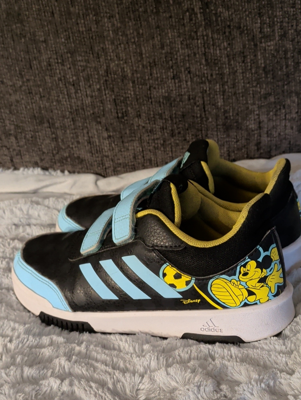 adidas Disney Kids Black and Light Blue Mickey Mouse Velcro Sneakers